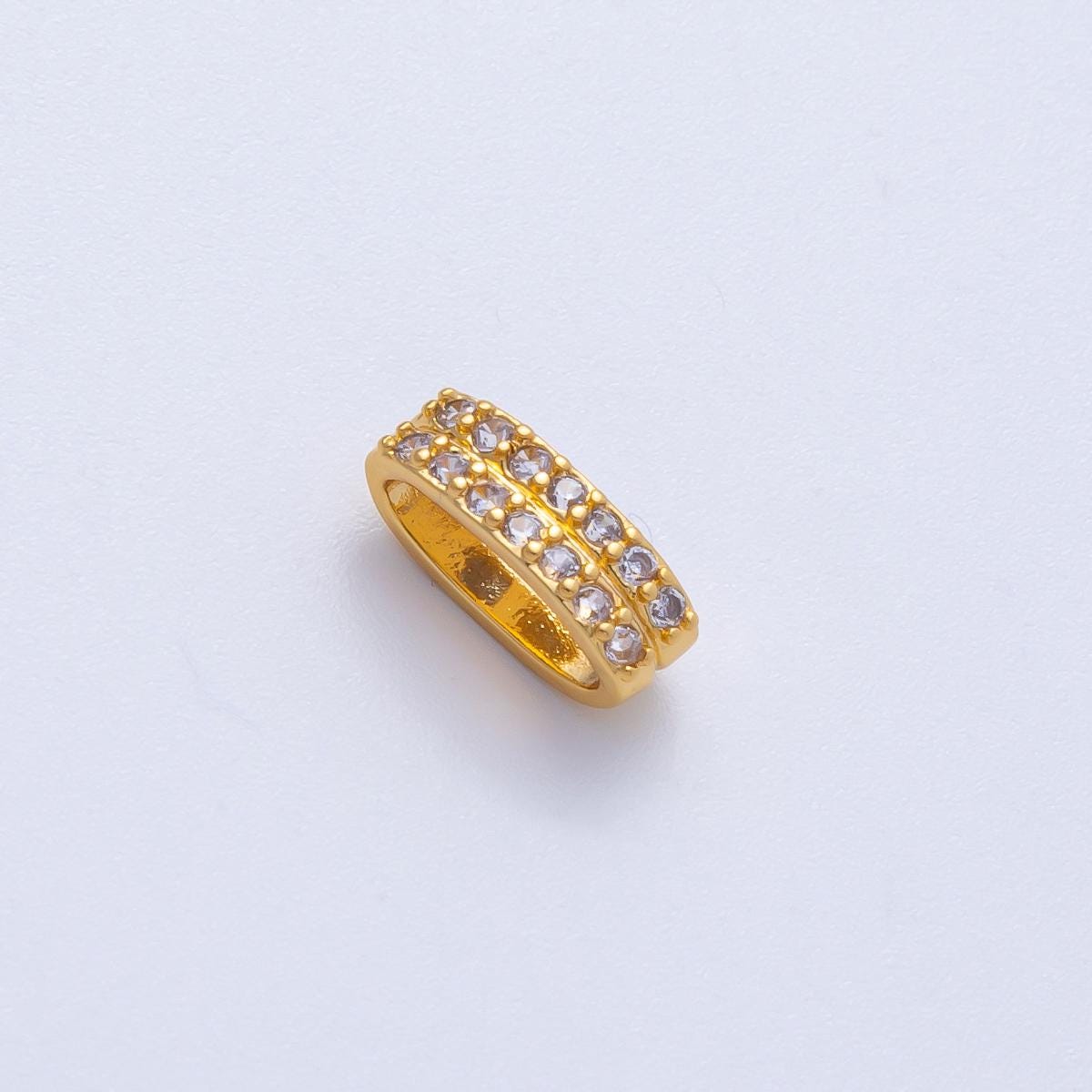18k Gold Filled 10mm Clear CZ Oval Rondelle Spacer Bead | B698