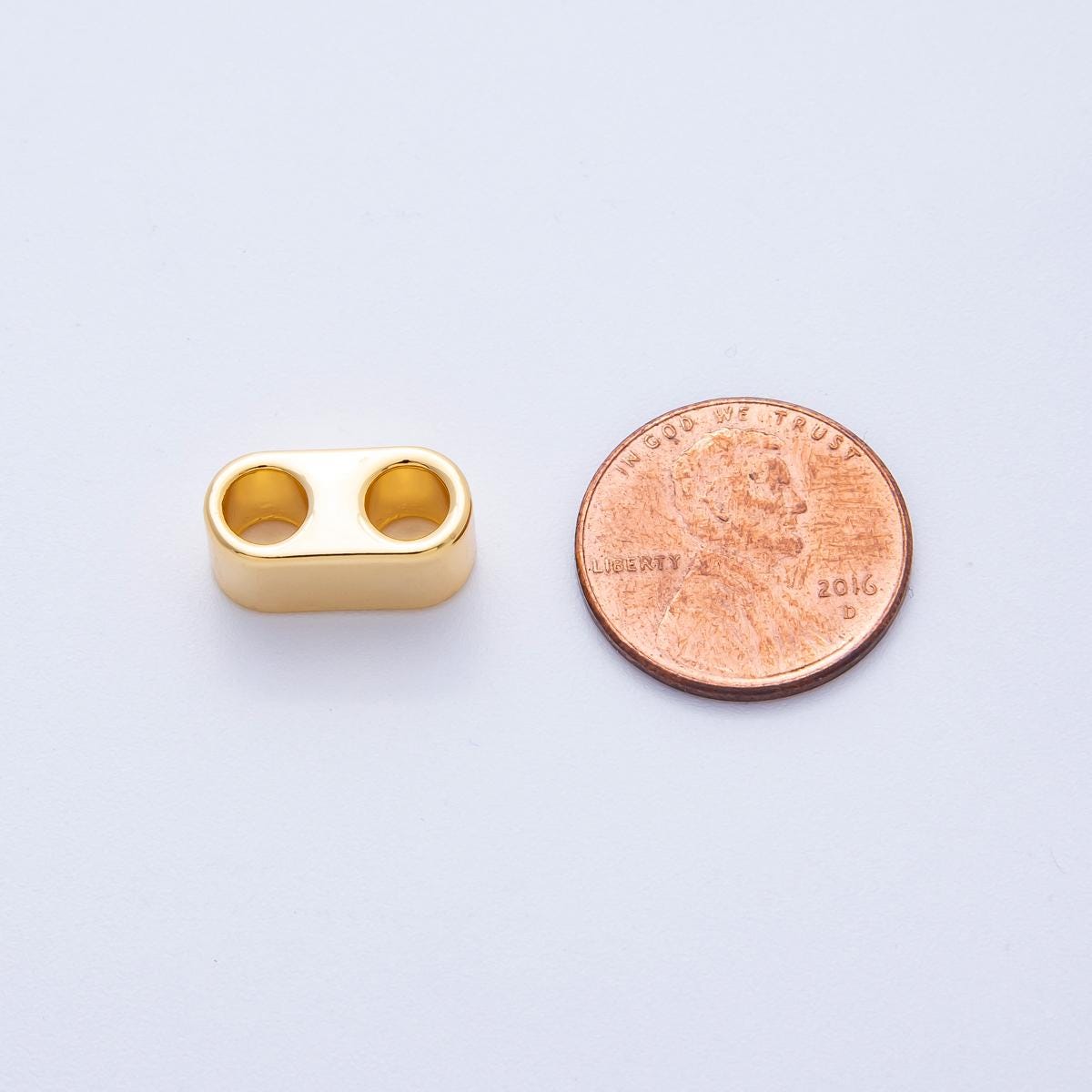 18k Gold Filled 15mm Chunky Gold Oval Spacer Bead Double Hole Connector Charm Bolo Necklace DIY Jewelry Making Supply Findings | Z1670