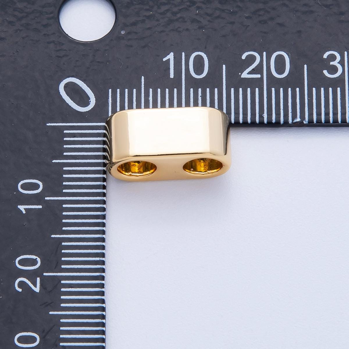 18k Gold Filled 15mm Chunky Gold Oval Spacer Bead Double Hole Connector Charm Bolo Necklace DIY Jewelry Making Supply Findings | Z1670