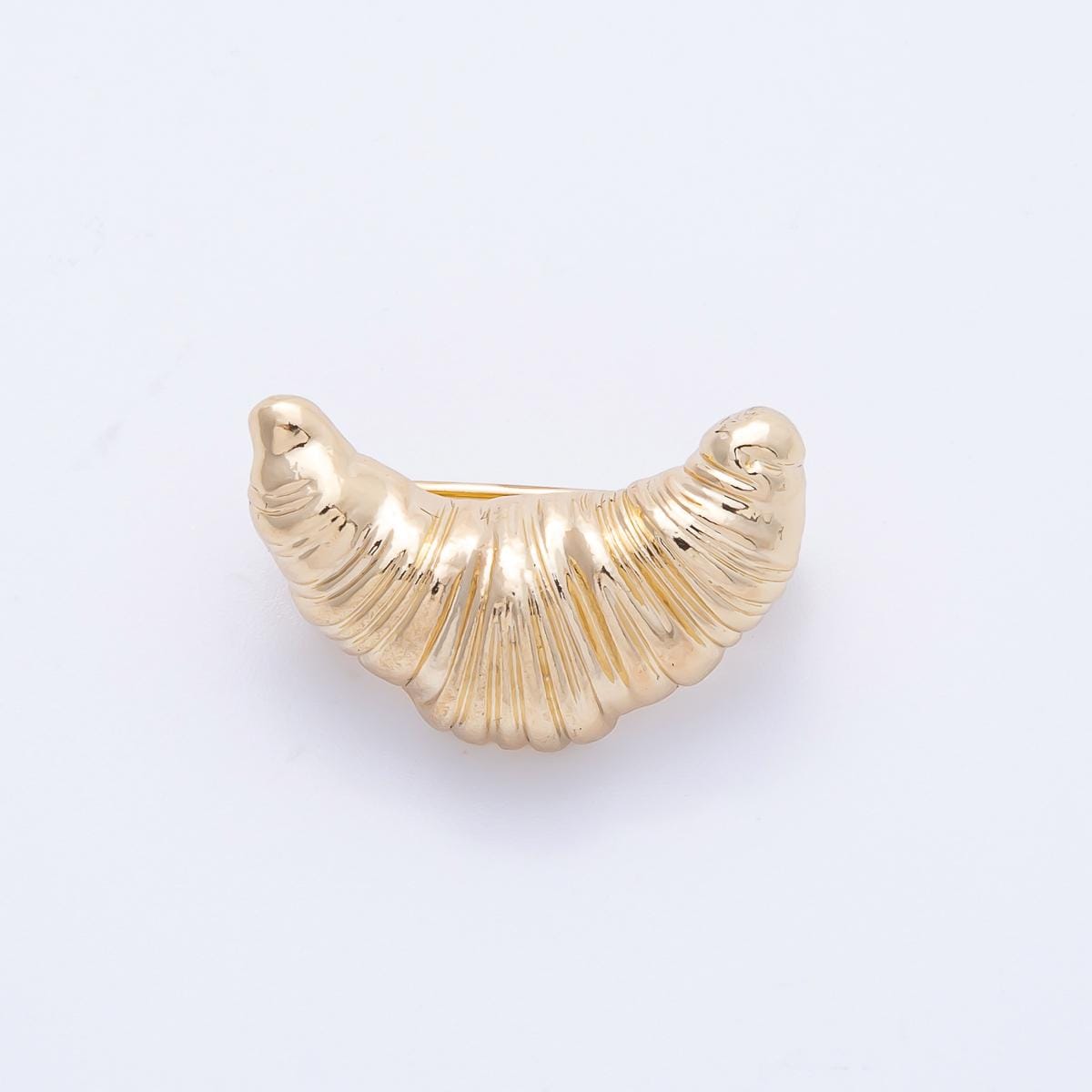 Gold Croissant Brooch French Pastry Trendy Foodie Gift Minimalist Bakery Fashion Unique Jewelry Accessory for Coats Bags Scarves | BH-044