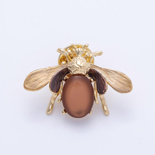 Vintage Style Gold Beetle Brooch with brown Cabochon Insect Pin Unique Lapel Pin Accessory Gift for Coats bags scarves | BH-041