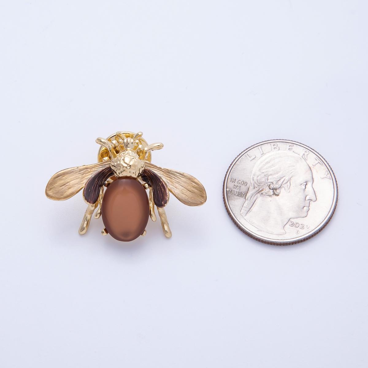 Vintage Style Gold Beetle Brooch with brown Cabochon Insect Pin Unique Lapel Pin Accessory Gift for Coats bags scarves | BH-041