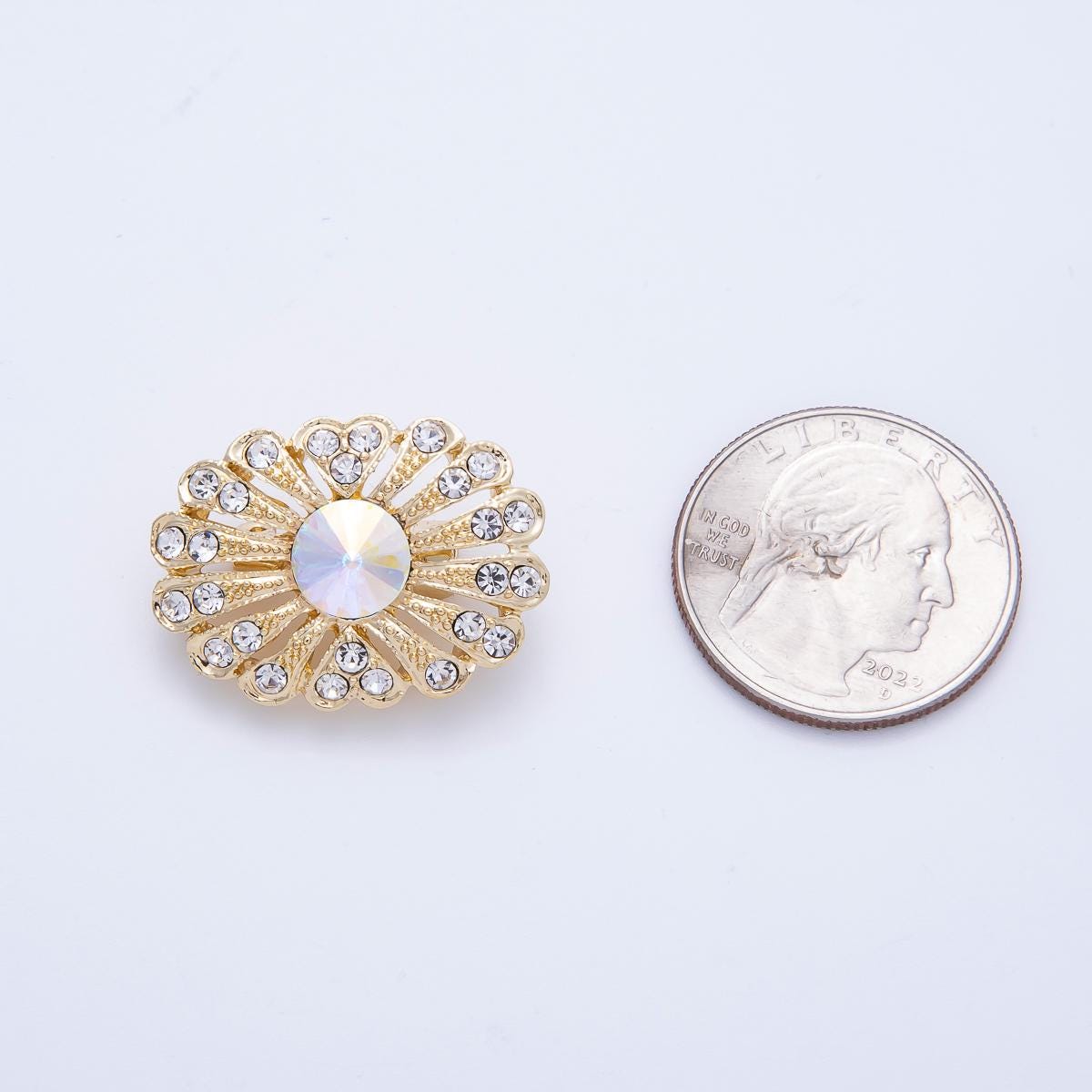 Sparkly Gold Starburst Brooch with Large Crystal Rhinestone Vintage Style Flower Accessory for Coats Bags Scarves Statement Pin | BH-040
