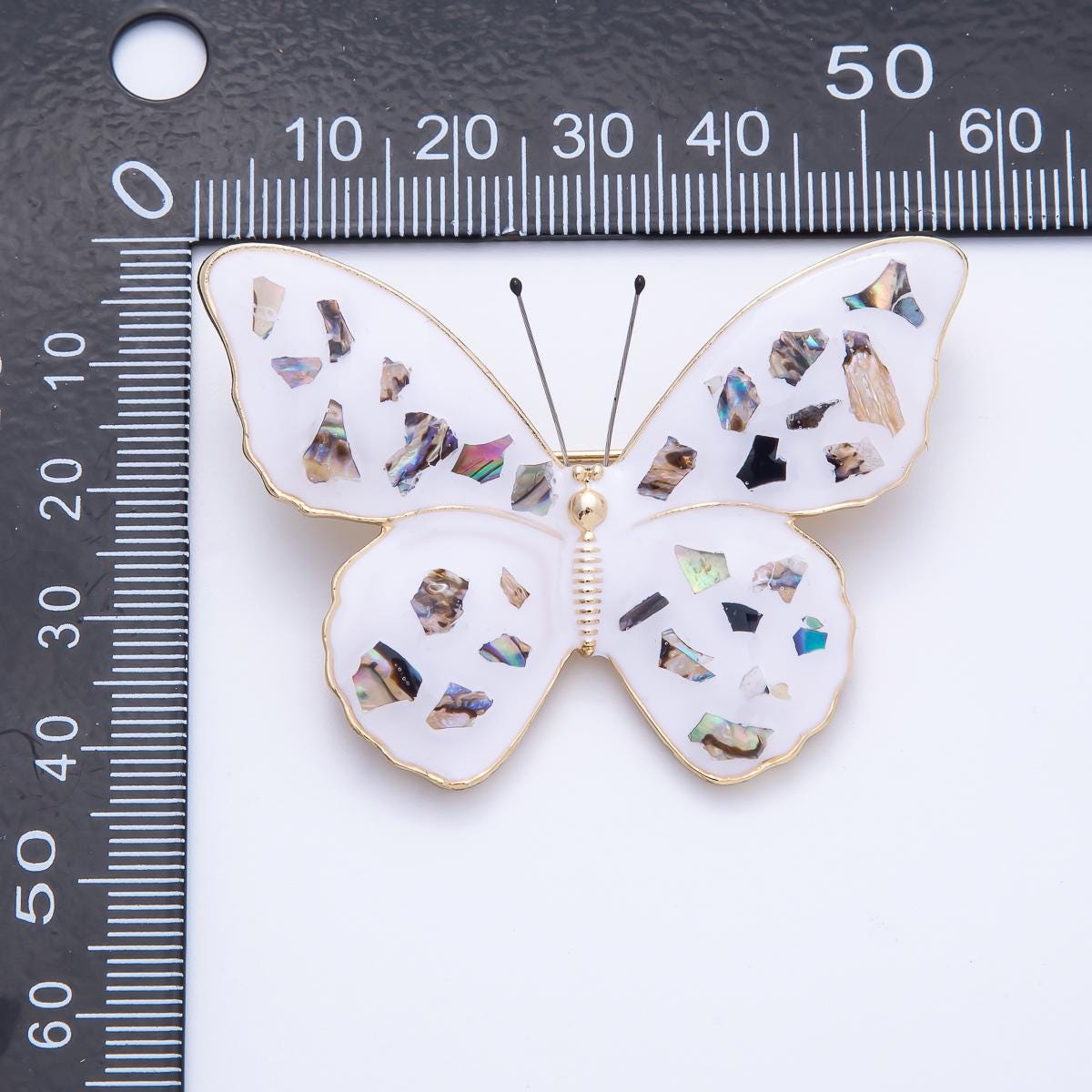 Iridescent Shell Inspired Butterfly Brooch Mosaic Pin Vintage Style Insect Jewelry Nature Lover Gift Accessory Coats Bags Scarves | BH-037
