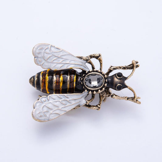 Honey Bee Insect Brooch with large rhinestone and painted enamel Vintage Style Bumble Bee Brooch Accessory for Coats Bags Scarves | BH-036