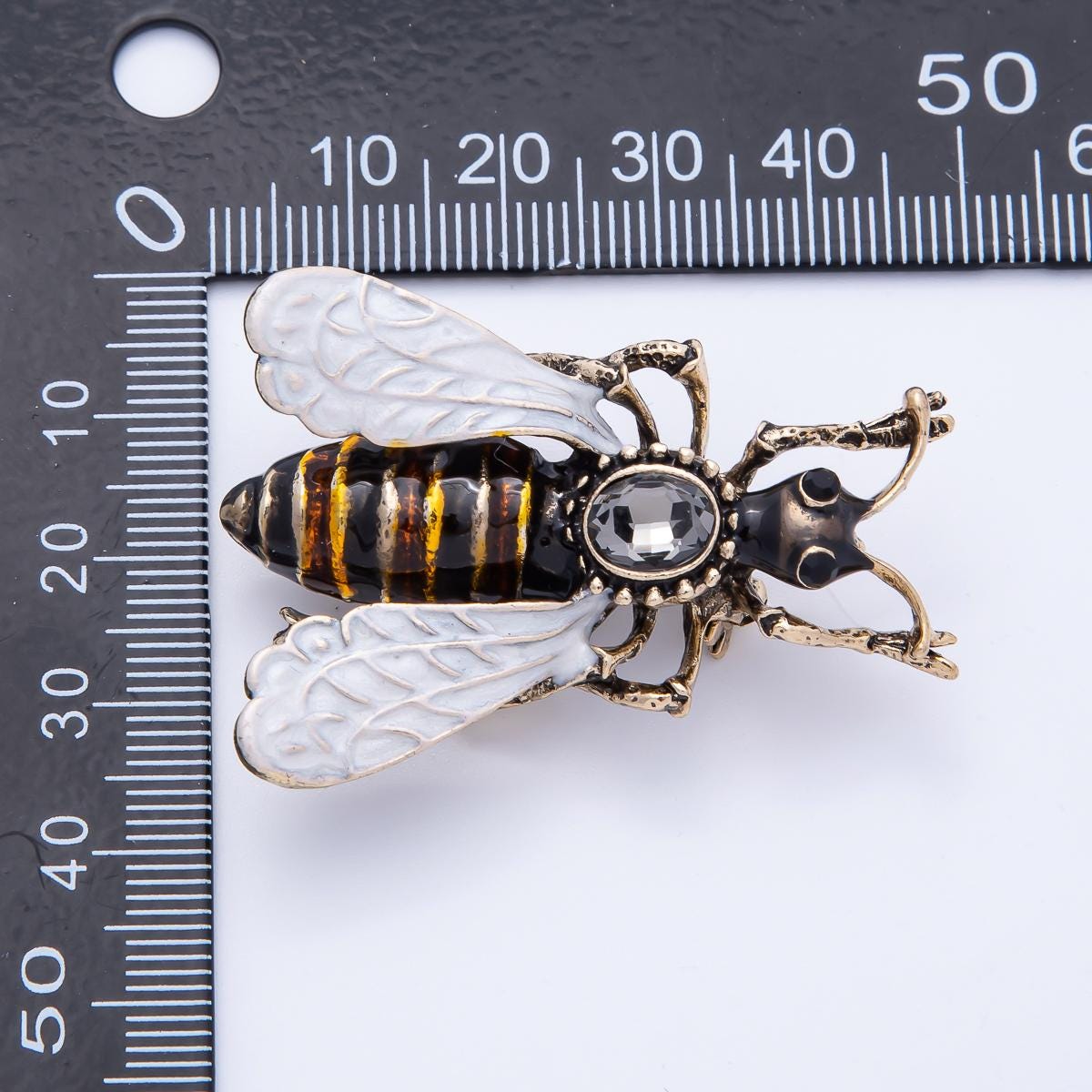 Honey Bee Insect Brooch with large rhinestone and painted enamel Vintage Style Bumble Bee Brooch Accessory for Coats Bags Scarves | BH-036