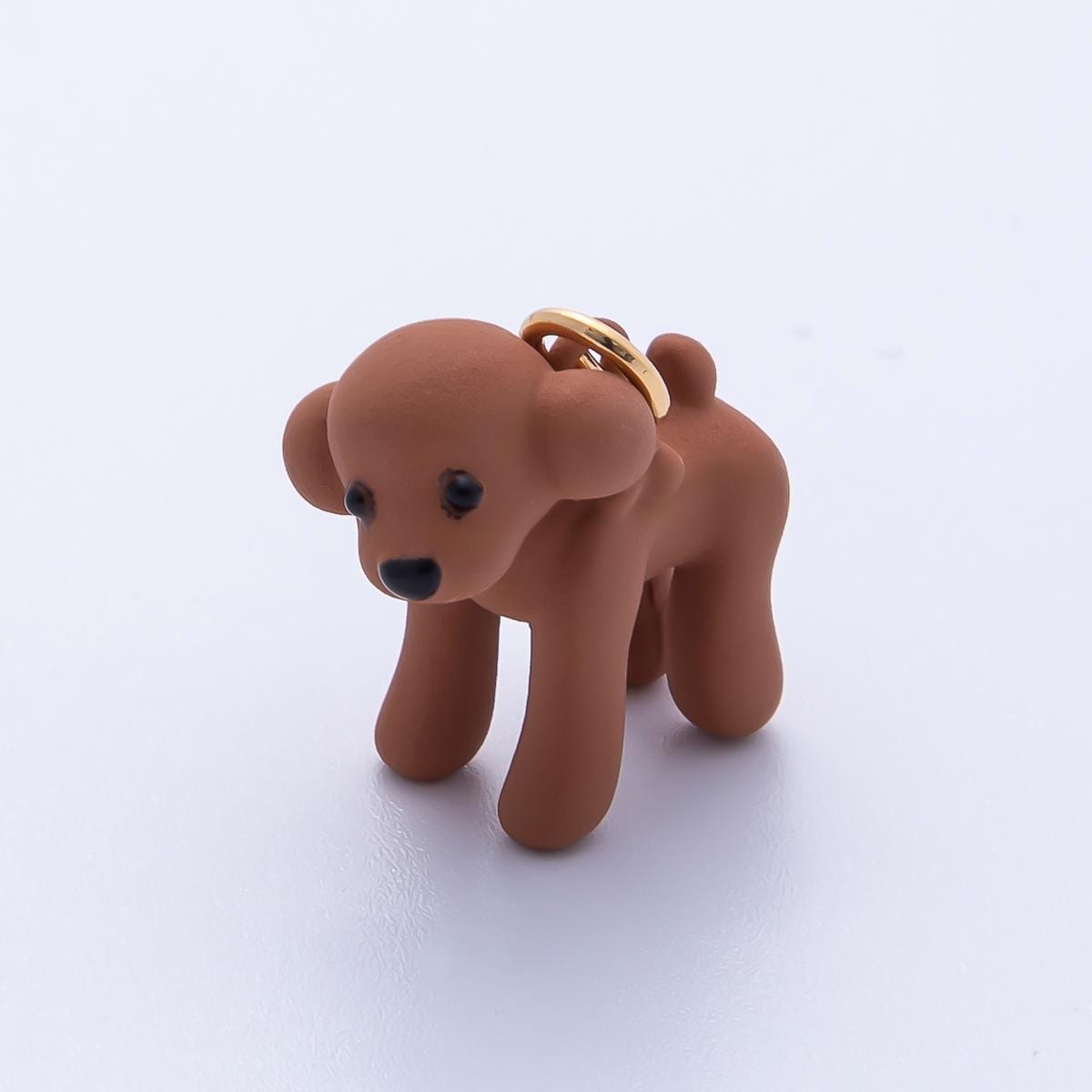 Mini Handmade Polymer Clay Dog Charm Little Brown Puppy Dangle Charms AK-208