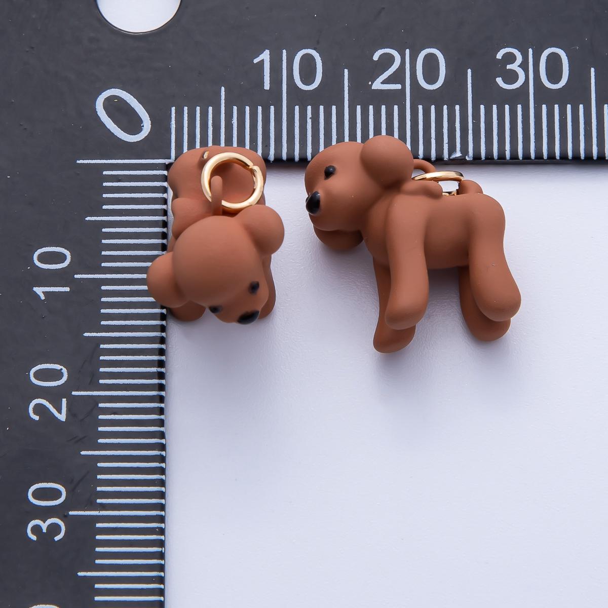 Mini Handmade Polymer Clay Dog Charm Little Brown Puppy Dangle Charms AK-208