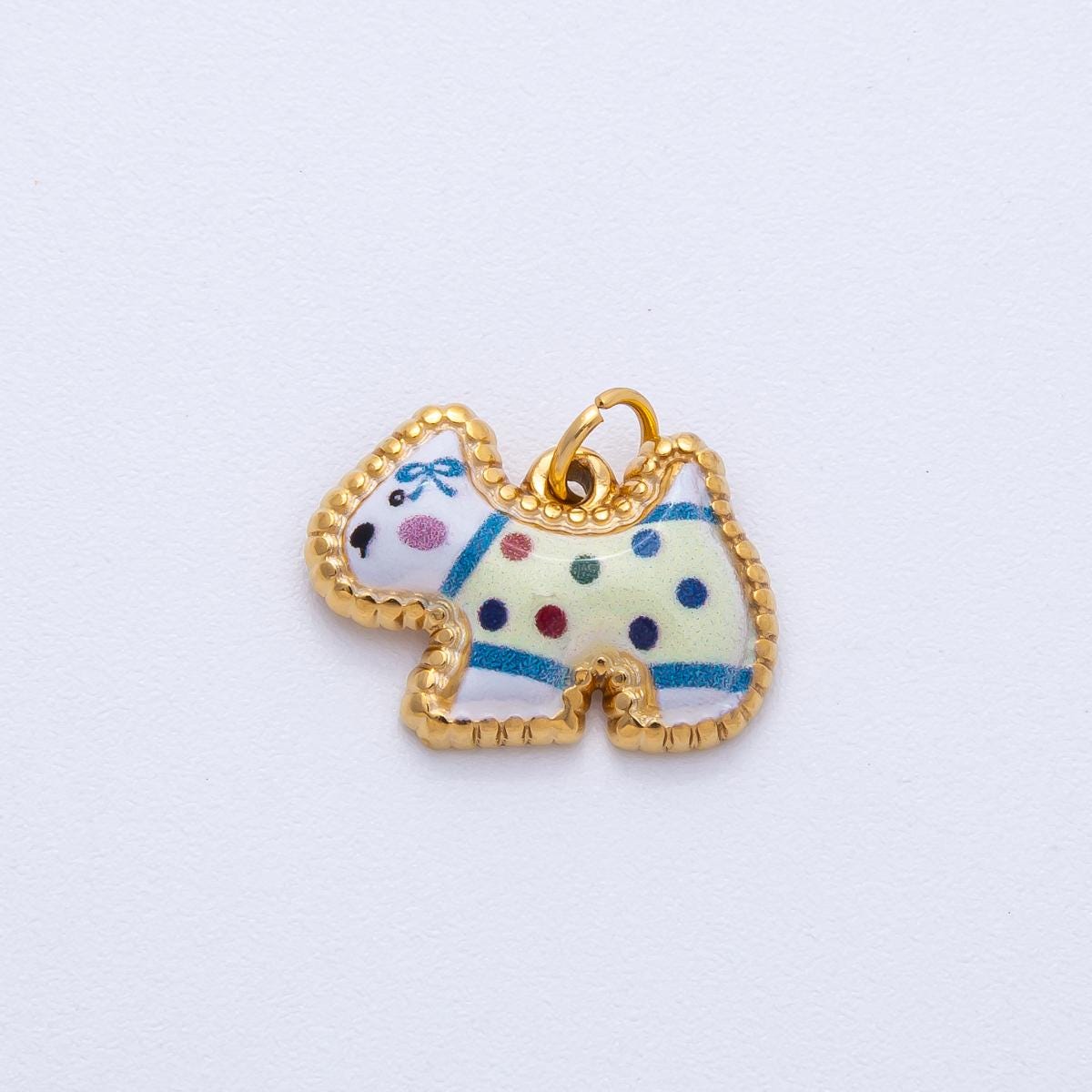 Enamel Scotty Dog Charm, Scottish Terrier Charm Dog Lover 18k Gold Filled Pendant J-654