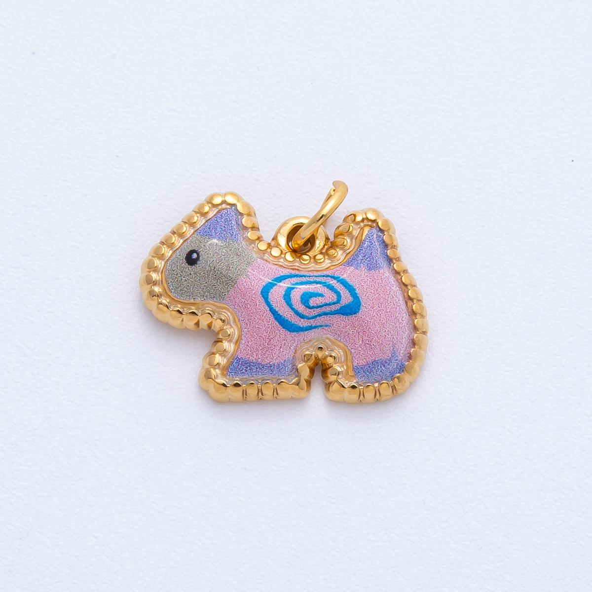 Enamel Scotty Dog Charm, Scottish Terrier Charm Dog Lover 18k Gold Filled Pendant J-654