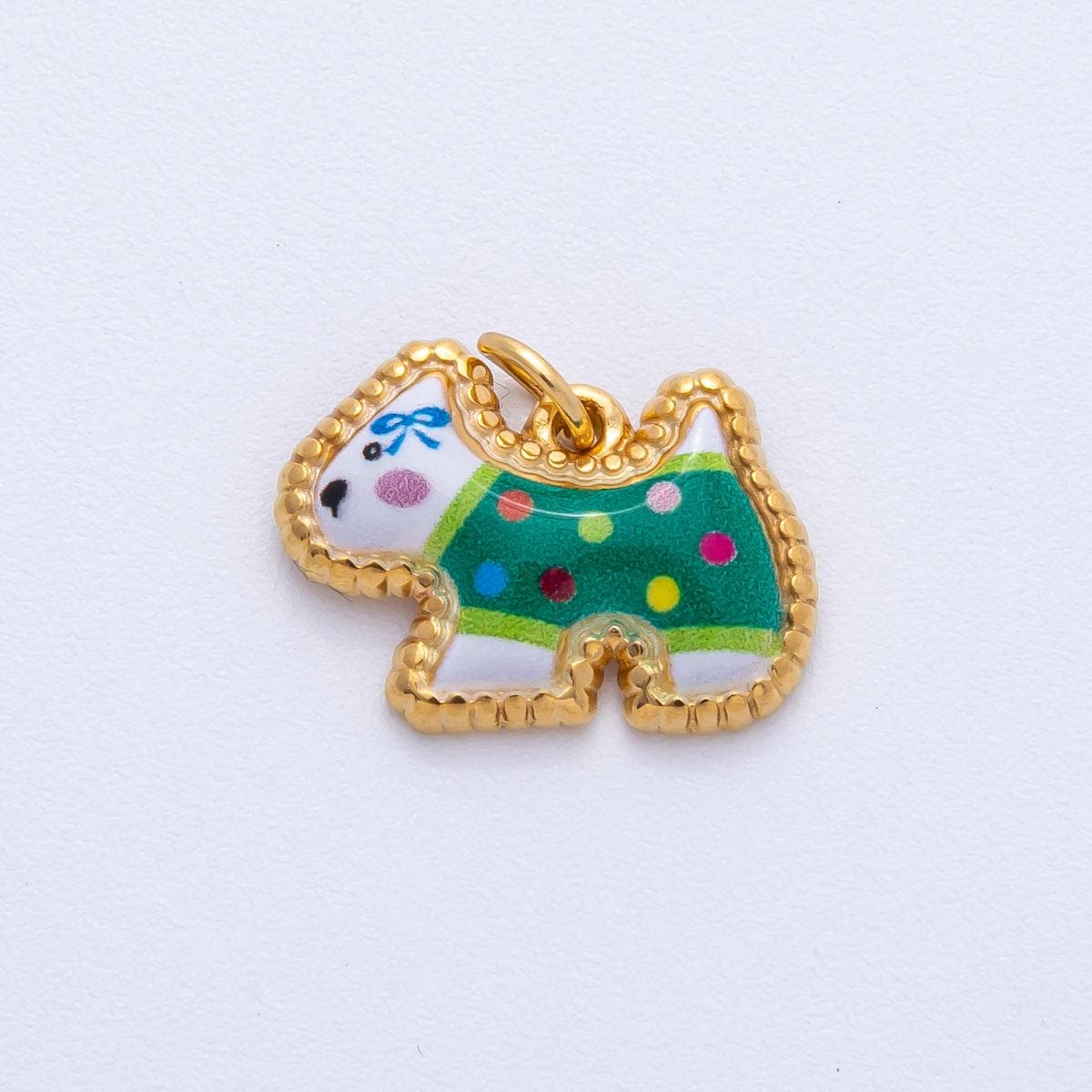 Enamel Scotty Dog Charm, Scottish Terrier Charm Dog Lover 18k Gold Filled Pendant J-654