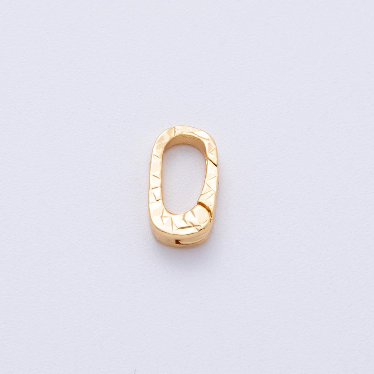 Mini Textured 18k gold filled oval carabiner clasp Charm Holder, spring push gate for diy jewelry clasp finding necklace bracelet Z-1675