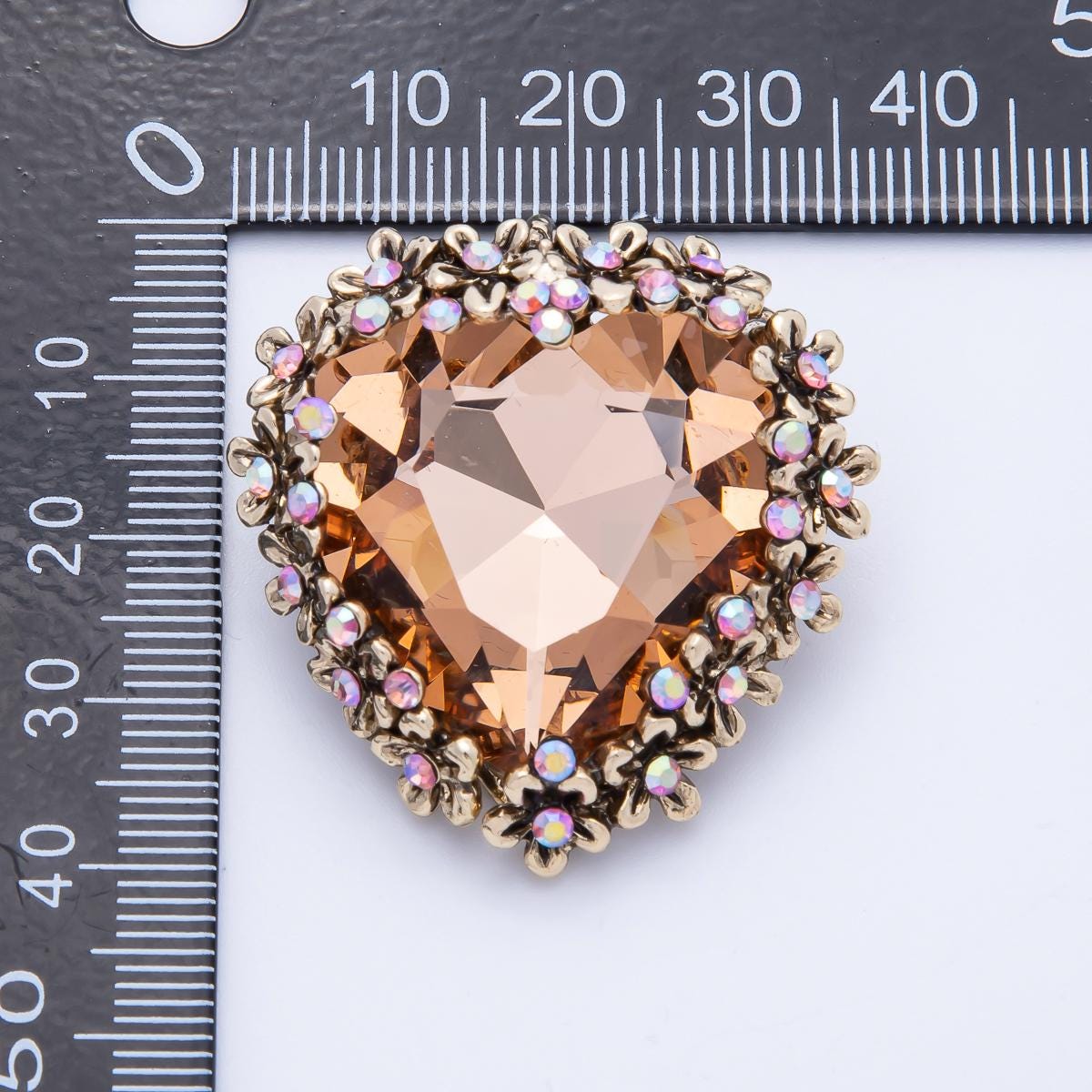 Vintage Rose Gold Heart Crystal Rhinestone Brooch Diamond Pin Statement Piece for Coat Bags Scarves Elegant Jewelry Accessory | BH067