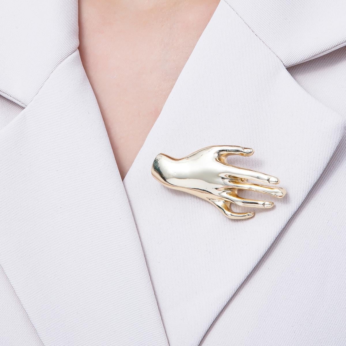 Classic Simple Gold Hand Palm Brooch BH-075