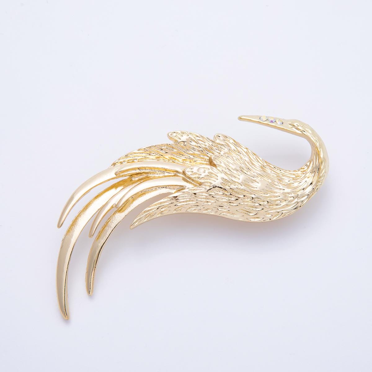 Angel Wing Brooch – Gold Feather Lapel Pin, Symbolic Statement Jewelry Accessory BH-084