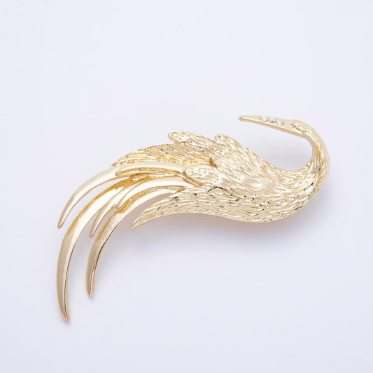 Angel Wing Brooch – Gold Feather Lapel Pin, Symbolic Statement Jewelry Accessory BH-084