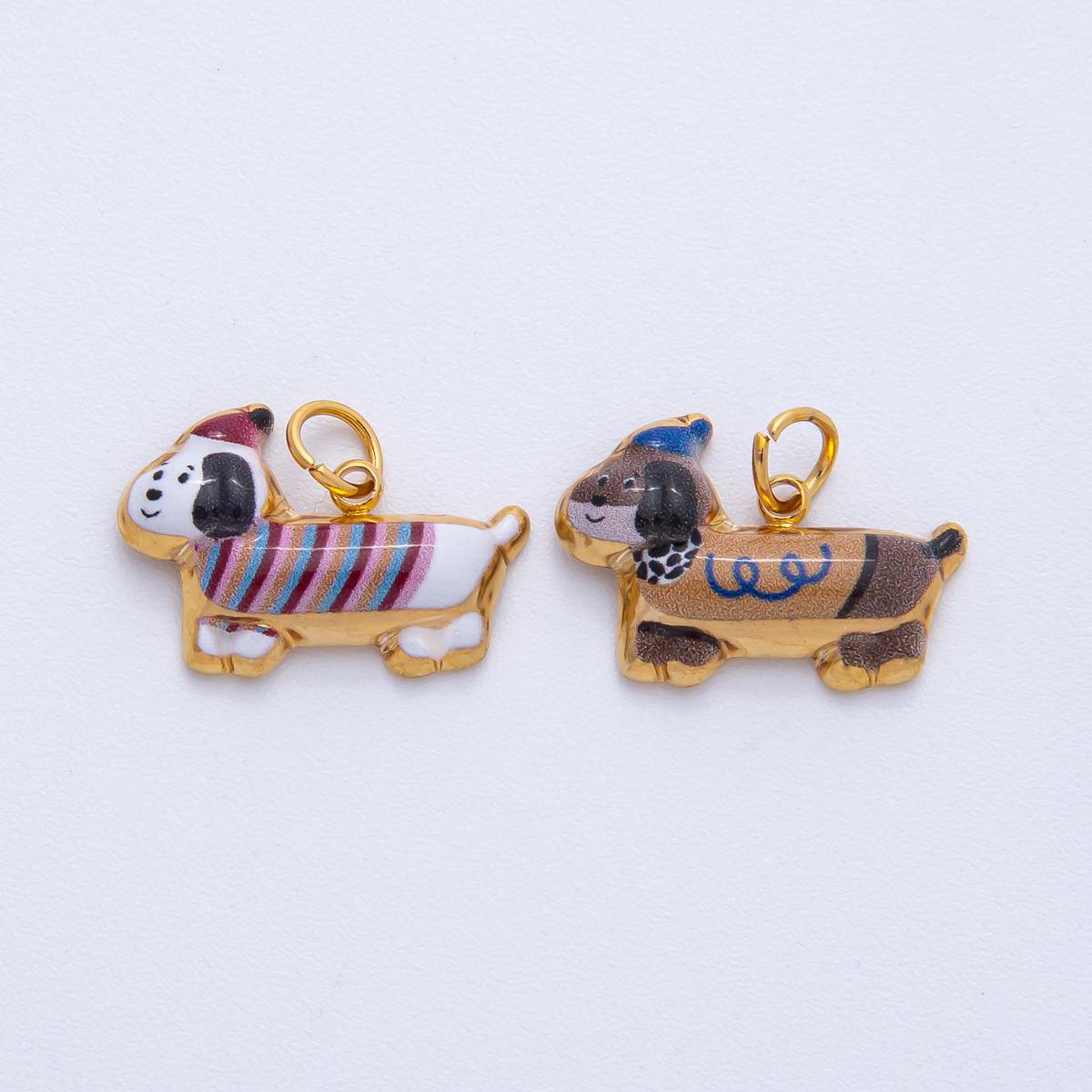 Cute Enamel Wiener Dog Pendant Charm Ideal For DIY Jewelry Projects And Pet Lover Gift Collections J-693