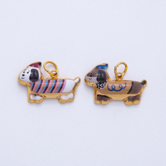 Cute Enamel Wiener Dog Pendant Charm Ideal For DIY Jewelry Projects And Pet Lover Gift Collections J-693