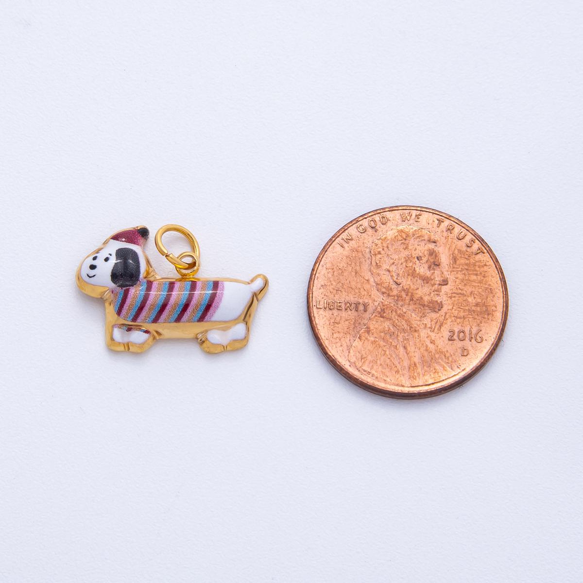 Cute Enamel Wiener Dog Pendant Charm Ideal For DIY Jewelry Projects And Pet Lover Gift Collections J-693