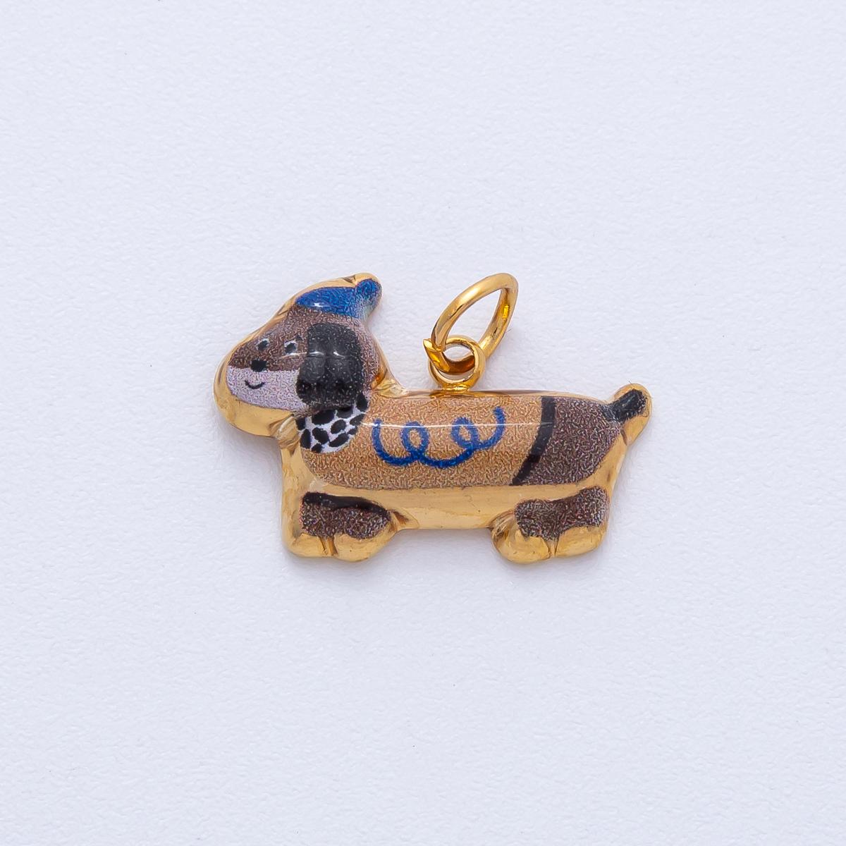 Cute Enamel Wiener Dog Pendant Charm Ideal For DIY Jewelry Projects And Pet Lover Gift Collections J-693