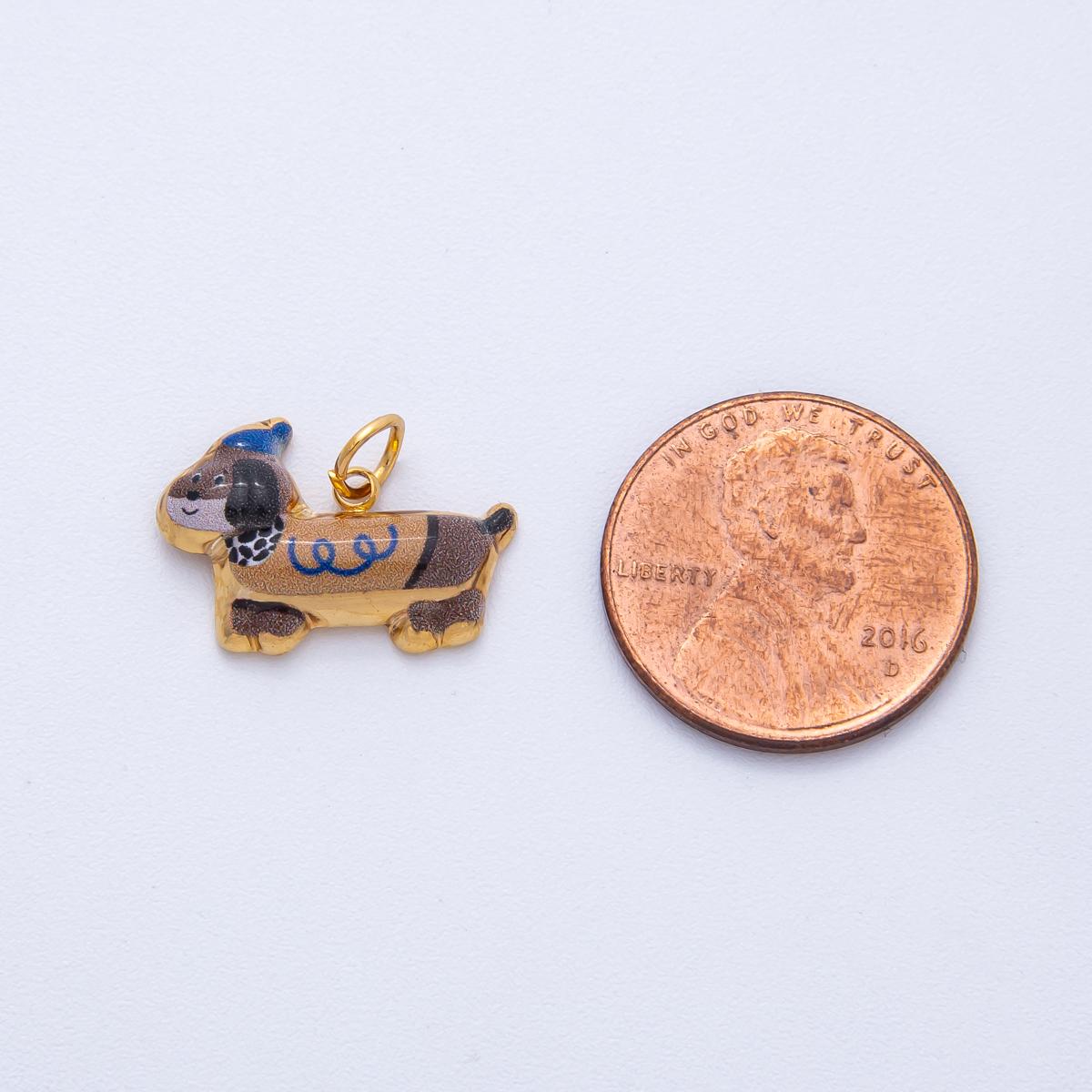 Cute Enamel Wiener Dog Pendant Charm Ideal For DIY Jewelry Projects And Pet Lover Gift Collections J-693