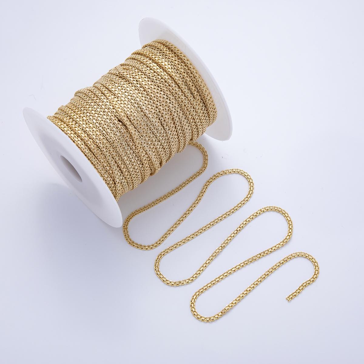 18k gold filled unfinished textured cable chain, Cable link roll by yard | Roll-1822