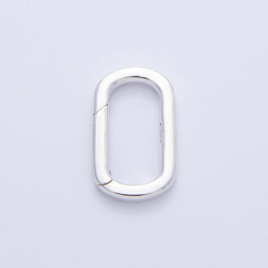S925 Sterling Silver 21mm Push Gate Oblong Enhancer Oval Carabiner Clasp DIY Jewelry Making Supply Findings | SL-707