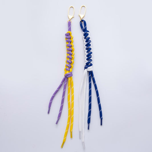 Handmade Sports Paracord Knotted Keychain Accessories Purple and Blue Lanyard Supply for Backpack Bag Charm | WB-00125