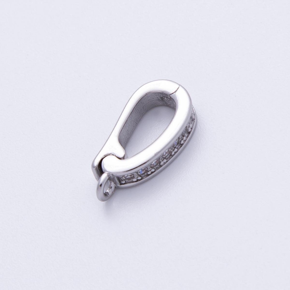 18K Gold Filled 14mm Push Gate Oval CZ Minimalist Finding in Gold & Silver Enhancer Bail Hinged Jewelry Connector DIY Supply | SUPP-2905