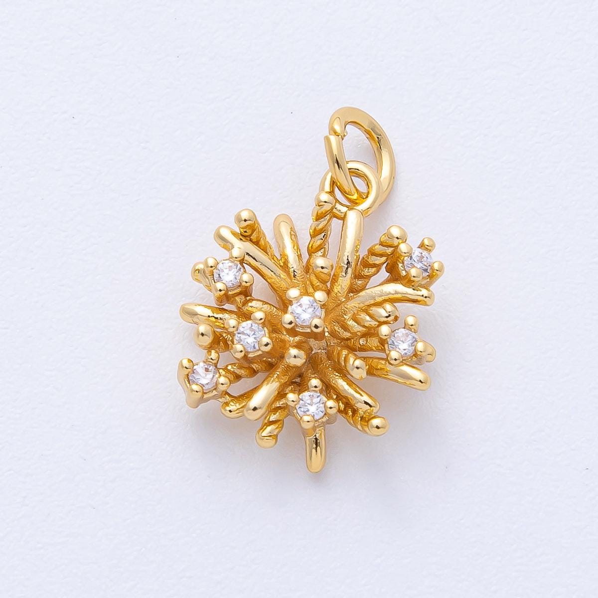 18K Gold Filled 15mm Micro Paved CZ Geometric Flower Charm Dainty Floral Bloom Pendant DIY Jewelry Supply for Custom Necklace | AK-178