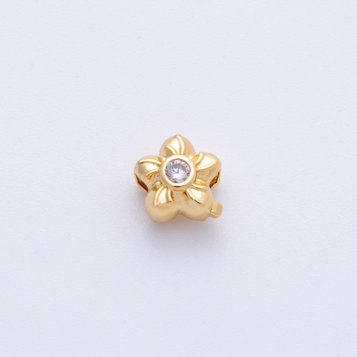14k Gold Filled 6mm Fuchsia, Clear, And Green Round CZ Flower Textured Spacer Beads floral connector DIY Jewelry Supply | Beads 200005