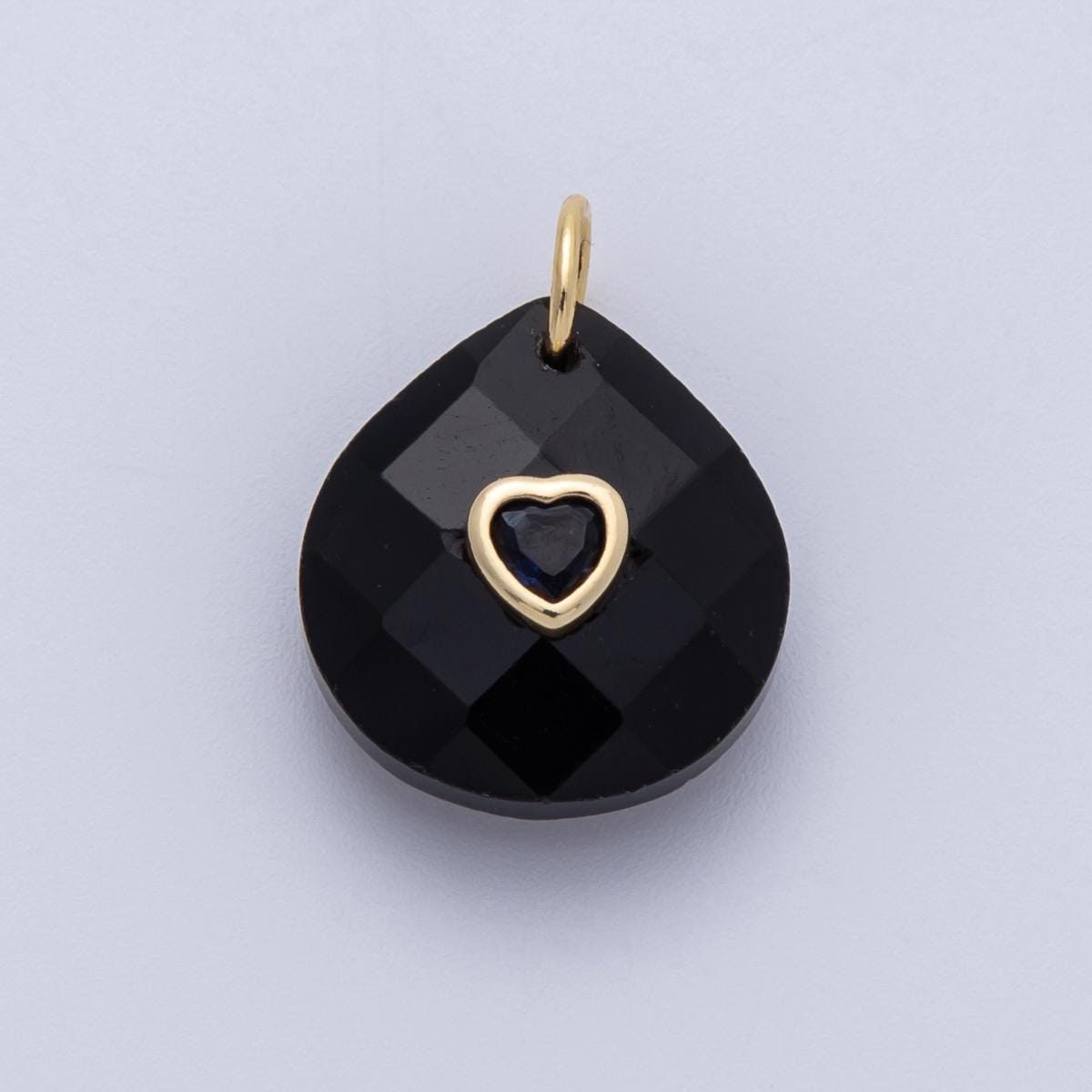18K Gold Filled Natural Stone Pendant Oval Pendant with CZ Gold Heart – Handmade Gemstone Pendant Necklace Charms-100001