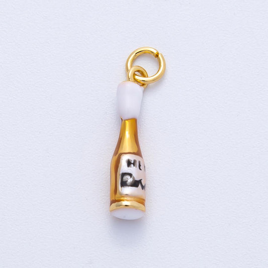 18K Gold Filled 20mm Yellow Enamel Cocktail Alcohol Drink Charm Enamel Celebration Charm DIY Jewelry Supply Gift for him | Charms-100012