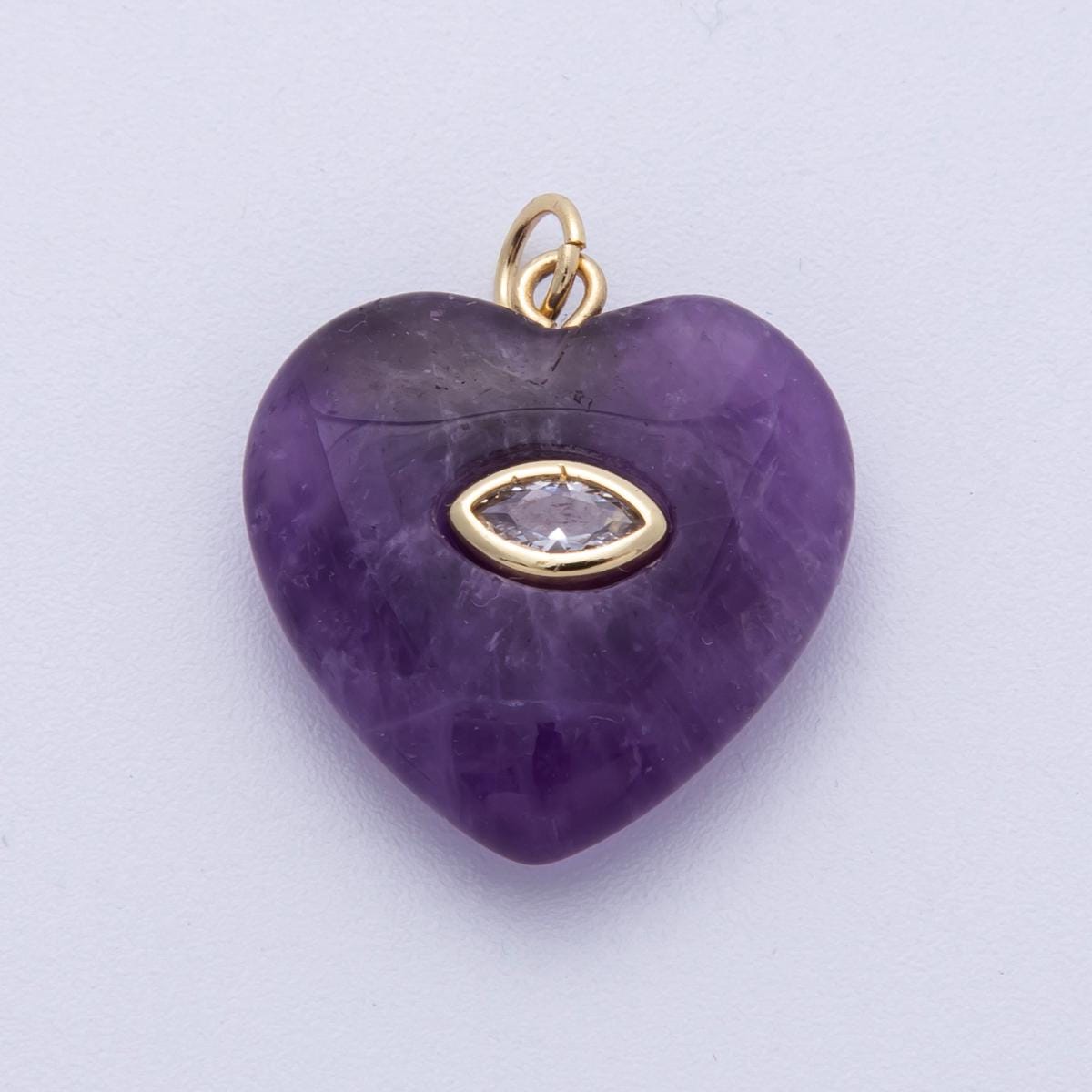 18K Gold Filled Heart Gemstone Charm with Inlaid cubic zirconia for jewelry pendant Valentine DIY Jewelry Making AK-218