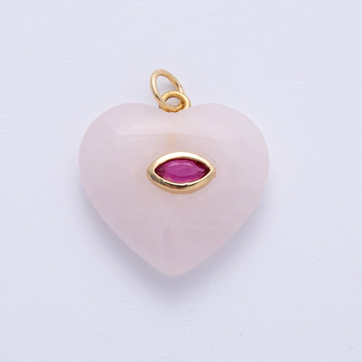 18K Gold Filled Heart Gemstone Charm with Inlaid cubic zirconia for jewelry pendant Valentine DIY Jewelry Making AK-218