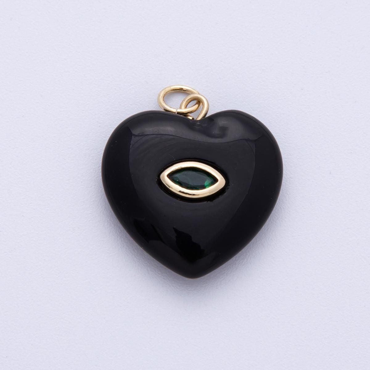 18K Gold Filled Heart Gemstone Charm with Inlaid cubic zirconia for jewelry pendant Valentine DIY Jewelry Making AK-218