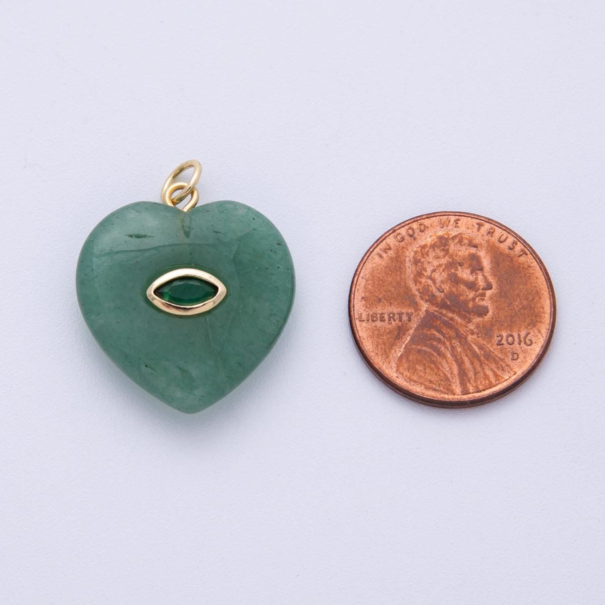 18K Gold Filled Heart Gemstone Charm with Inlaid cubic zirconia for jewelry pendant Valentine DIY Jewelry Making AK-218