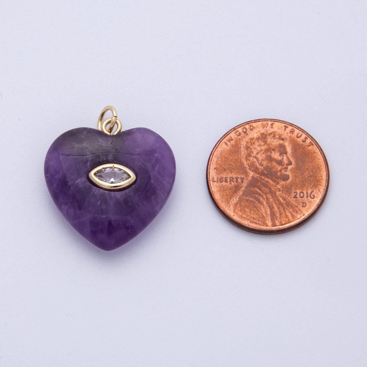 18K Gold Filled Heart Gemstone Charm with Inlaid cubic zirconia for jewelry pendant Valentine DIY Jewelry Making AK-218