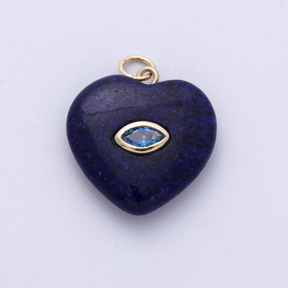 18K Gold Filled Heart Gemstone Charm with Inlaid cubic zirconia for jewelry pendant Valentine DIY Jewelry Making AK-218
