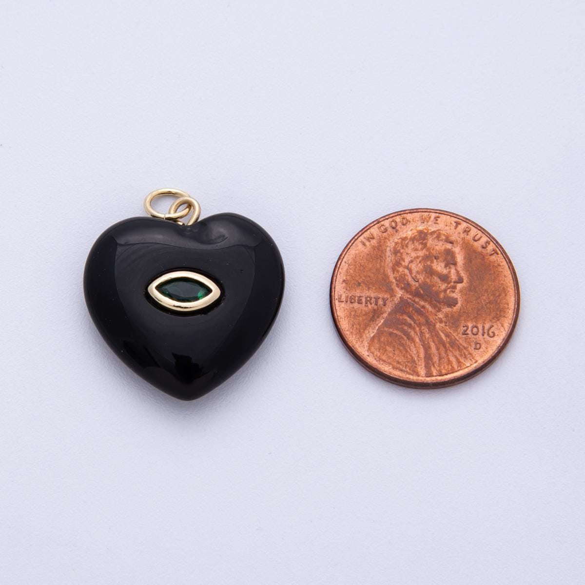 18K Gold Filled Heart Gemstone Charm with Inlaid cubic zirconia for jewelry pendant Valentine DIY Jewelry Making AK-218
