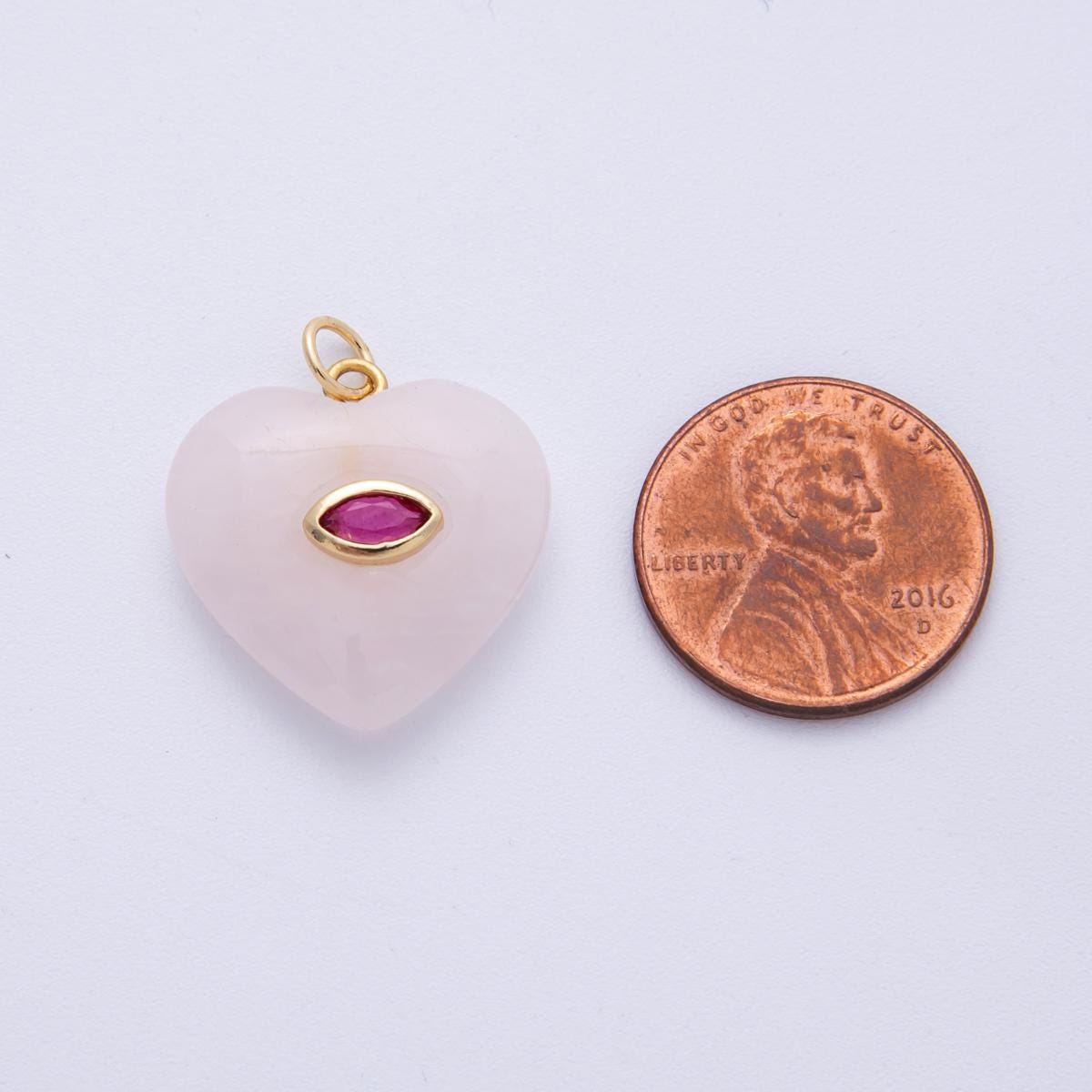 18K Gold Filled Heart Gemstone Charm with Inlaid cubic zirconia for jewelry pendant Valentine DIY Jewelry Making AK-218