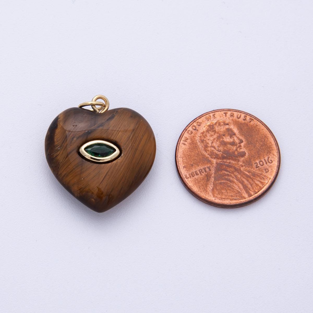 18K Gold Filled Heart Gemstone Charm with Inlaid cubic zirconia for jewelry pendant Valentine DIY Jewelry Making AK-218