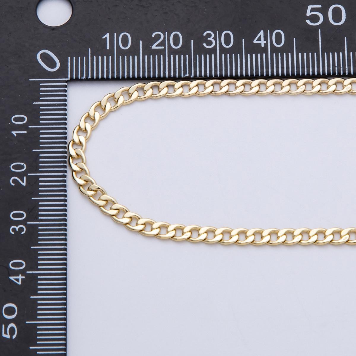 24k Gold Filled Curb Chain, 4.3mm Flat Chain Jewelry Making, Sold by the Yard | ROLL-1824