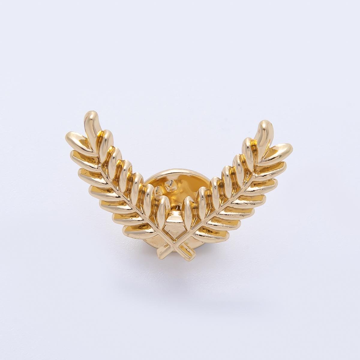 Gold 27.5mm Minimalist Grain Olive Leaf Nature Pin Brooch | BH-059