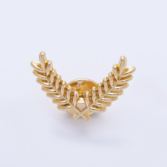 Gold 27.5mm Minimalist Grain Olive Leaf Nature Pin Brooch | BH-059