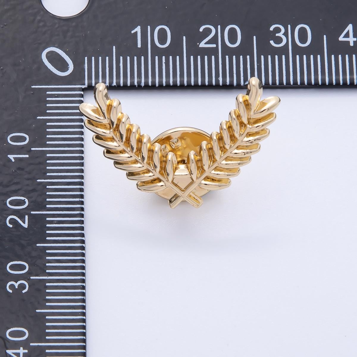 Gold 27.5mm Minimalist Grain Olive Leaf Nature Pin Brooch | BH-059