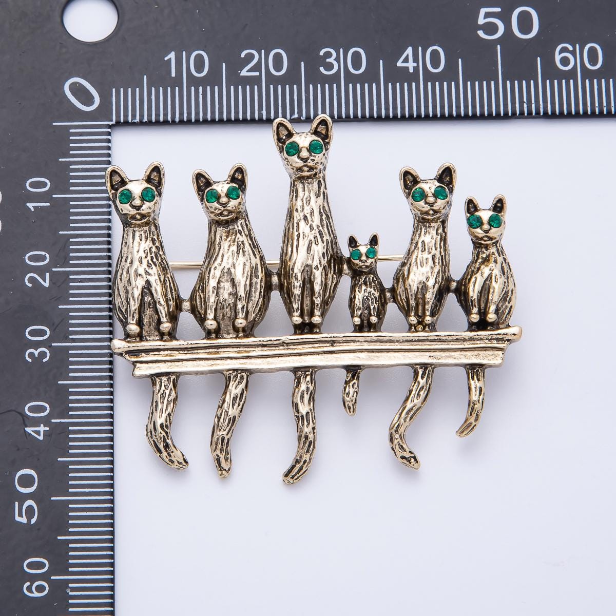 Vintage Gold Cat Kitten Pet Animal Brooch Vintage Style Six Cats on a Fence Pin Cat Lover Gift Feline Jewelry Coats Bags Scarves | BH-063