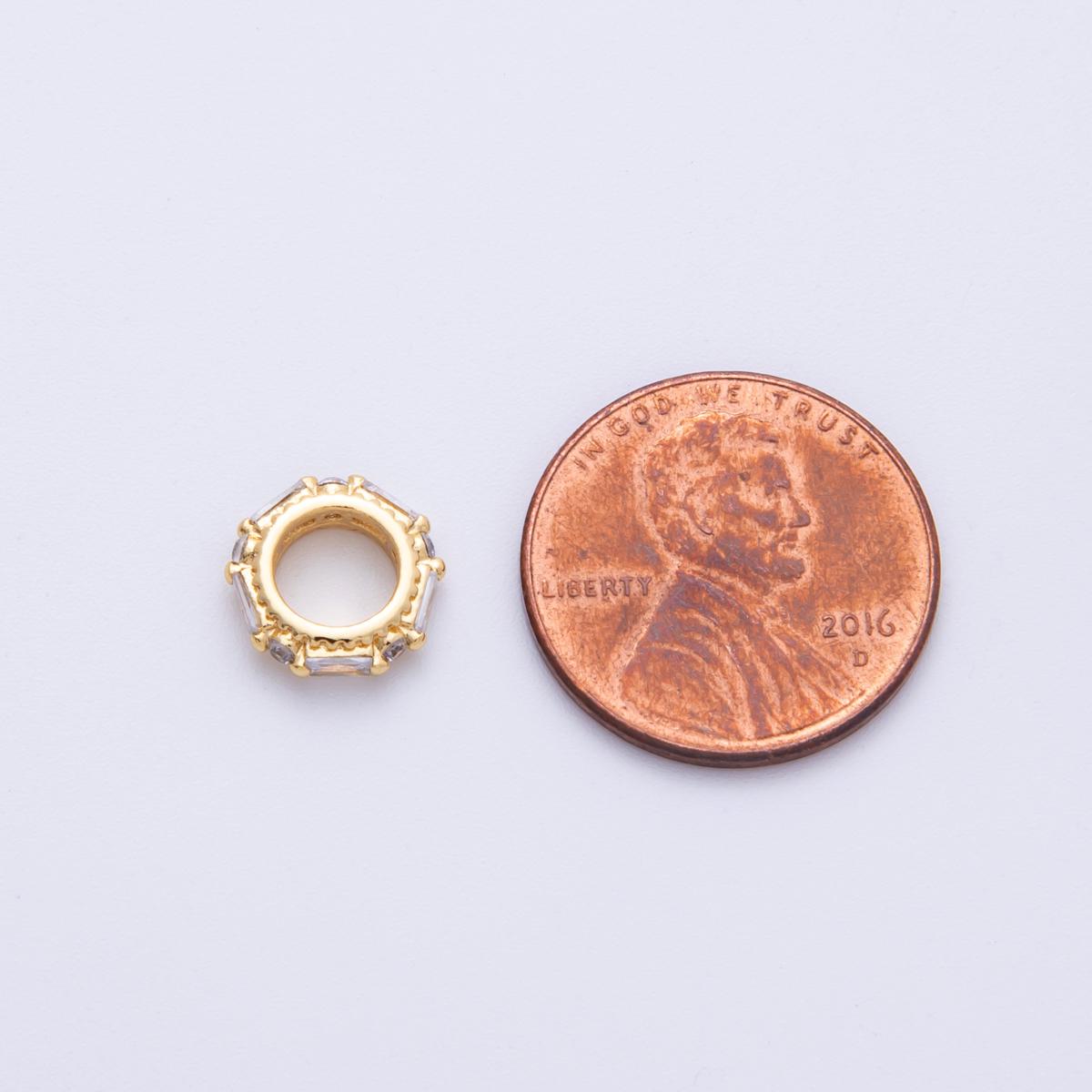 14k gold filled Baguette Crystal Gold Spacer Bead 9.8mm Round Donut Charm DIY Jewelry Making Supply for necklace bracelet | Bead-200001