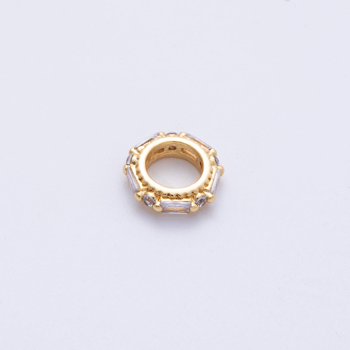14k gold filled Baguette Crystal Gold Spacer Bead 9.8mm Round Donut Charm DIY Jewelry Making Supply for necklace bracelet | Bead-200001