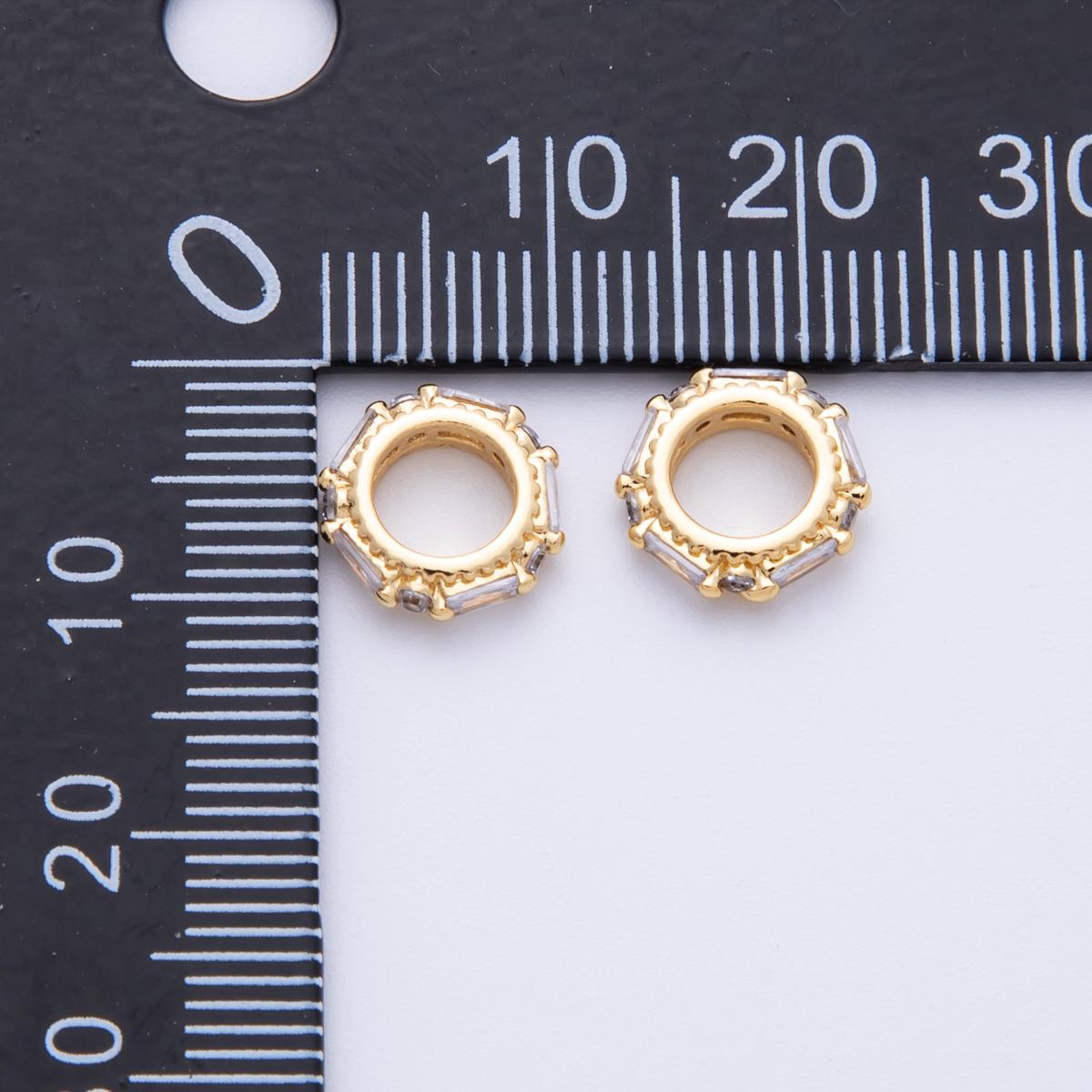 14k gold filled Baguette Crystal Gold Spacer Bead 9.8mm Round Donut Charm DIY Jewelry Making Supply for necklace bracelet | Bead-200001